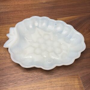 Antique white milk glass trinket dish